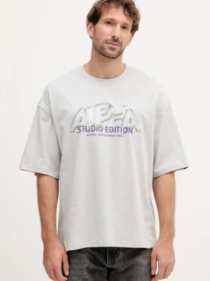 Alpha Industries t-shirt bawełniany męski kolor szary z nadrukiem 156551.666