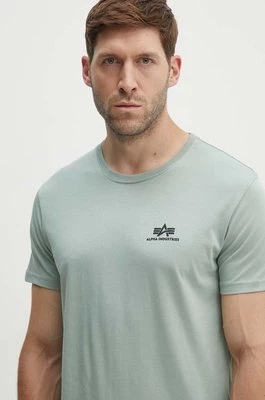 Alpha Industries t-shirt bawełniany męski kolor turkusowy z nadrukiem
