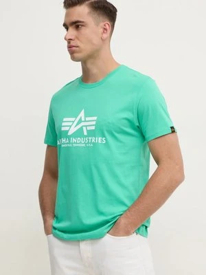 Alpha Industries t-shirt bawełniany męski kolor turkusowy z nadrukiem