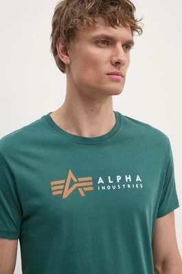 Alpha Industries t-shirt bawełniany męski kolor zielony z nadrukiem