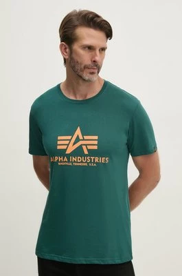 Alpha Industries t-shirt bawełniany męski kolor zielony z nadrukiem