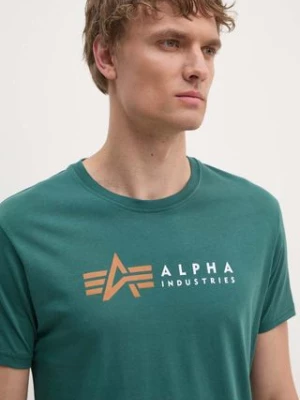 Alpha Industries t-shirt bawełniany męski kolor zielony z nadrukiem