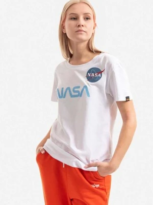 Alpha Industries t-shirt bawełniany NASA PM kolor biały 198053.574-BIALY