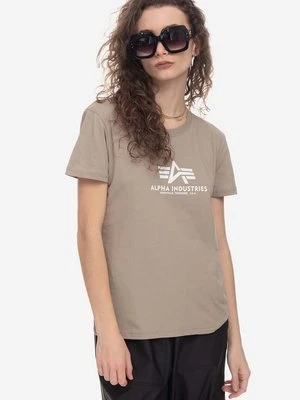 Alpha Industries t-shirt bawełniany New Basic T Wmn kolor beżowy 196051.679-BEZOWY