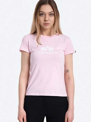 Alpha Industries t-shirt bawełniany New Basic T Wmn kolor różowy 196051.491-ROZOWY