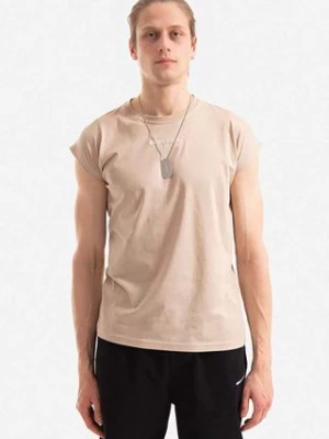 Alpha Industries t-shirt bawełniany Organics EMB kolor beżowy z nadrukiem 118531.627-KREMOWY