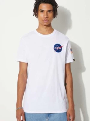 Alpha Industries t-shirt bawełniany Space Shuttle T kolor biały z nadrukiem 176507.09