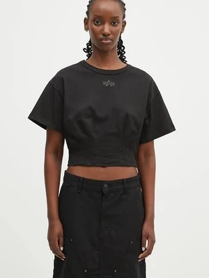 Alpha Industries t-shirt bawełniany Waisted damski kolor czarny 148070