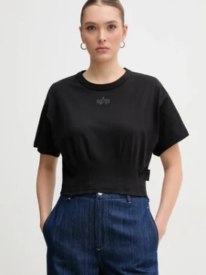 Alpha Industries t-shirt bawełniany Waisted damski kolor czarny 148070