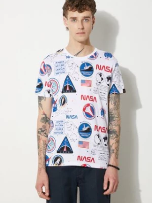 Alpha Industries t-shirt bawełniany x NASA kolor biały wzorzysty 116503.09-BIALY