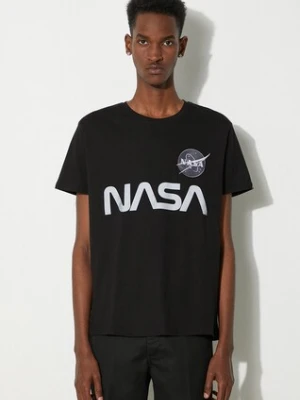 Alpha Industries t-shirt bawełniany x NASA kolor czarny z nadrukiem 178501.03-CZARNY