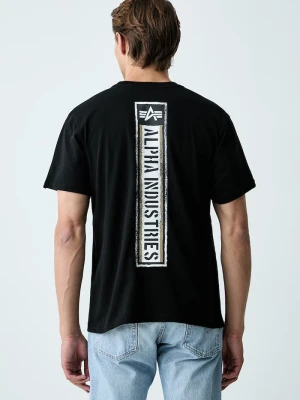 Alpha Industries T-shirt męski bawełniany Backprint Vintage Panel czarny