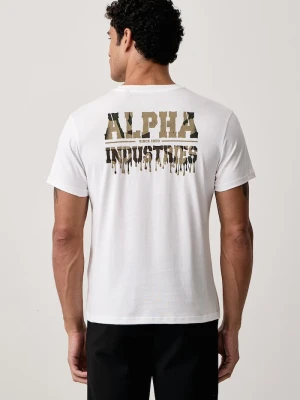 Alpha Industries T-shirt męski bawełniany Dripping Camo Backprint biały