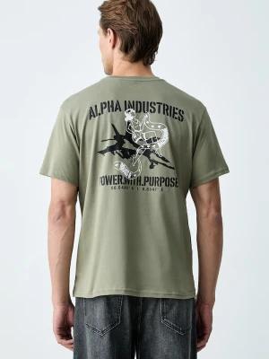 Alpha Industries T-shirt męski bawełniany Noseart Backprint zielony