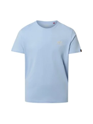 Alpha Industries T-shirt męski Mężczyźni Bawełna niebieski jednolity,