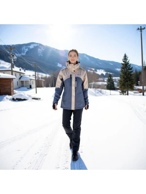 Alpine Pro Kurtka narciarska "Deara 2" w kolorze beżowo-niebieskim rozmiar: XL