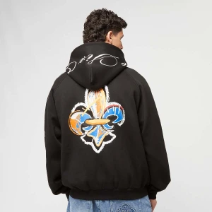 zəяo si:x nœf Alternate Logo Script Oversized Zip Hoodie mężczyźni Bluzy czarny rozmiar Odzież