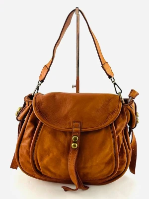 Amara Skórzana torebka "Denver" w kolorze jasnobrązowym - 33 x 28 x 12 cm rozmiar: onesize