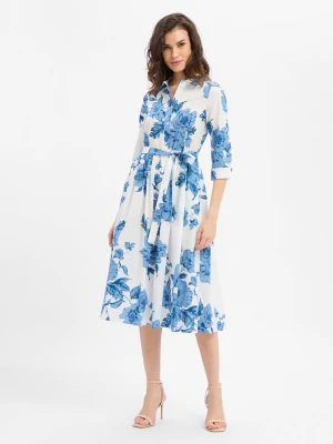 Ambiance Sukienka damska Kobiety Bawełna (100%) biały|niebieski wzorzysty,