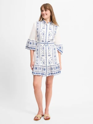 Ambiance Sukienka damska Kobiety Bawełna biały wzorzysty,