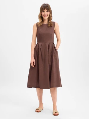 Ambiance Sukienka damska z zawartością lnu Kobiety Bawełna brązowy,