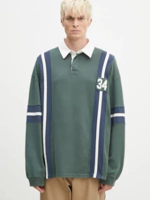 AMBUSH bluza bawełniana Striped Rugby Shirt męska kolor zielony z aplikacją BMGC002F24JER0015245