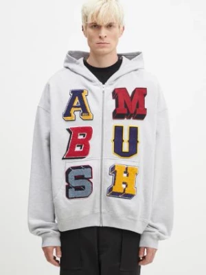 AMBUSH bluza Zip Up Sweatshirt męska kolor szary z kapturem z aplikacją BMBE003F24FLE0020505