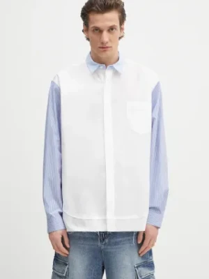 AMBUSH koszula bawełniana Layered Shirt męska kolor biały relaxed z kołnierzykiem klasycznym 12115296