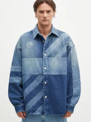 AMBUSH kurtka koszulowa Patchwork Denim Shirt Vintage kolor niebieski przejściowa oversize BMYD003F24DEN0014400