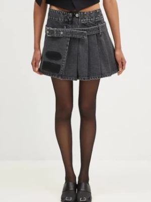 AMBUSH spódnica jeansowa Denim Pleats Skirt kolor czarny mini rozkloszowana BWYF002F24DEN0011100