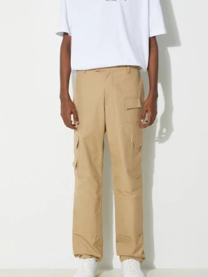 AMBUSH spodnie bawełniane Slim Cargo Pants Tree kolor brązowy proste BMCF001S24FAB