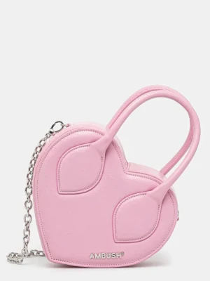 AMBUSH torebka skórzana Heart Top Handle Bag kolor różowy 12115033