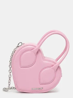 AMBUSH torebka skórzana Heart Top Handle Bag kolor różowy 12115033