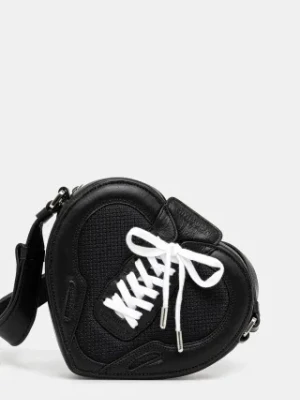 AMBUSH torebka skórzana Strapped Heart Shoulder Bag kolor czarny 12115063