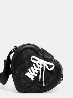 AMBUSH torebka skórzana Strapped Heart Shoulder Bag kolor czarny 12115063
