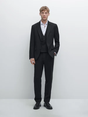 American Suit With Peaked Lapel - Granatowy - - Massimo Dutti - Mężczyzna