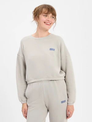 american vintage Bluza damska - Izubird Kobiety Bawełna szary jednolity,