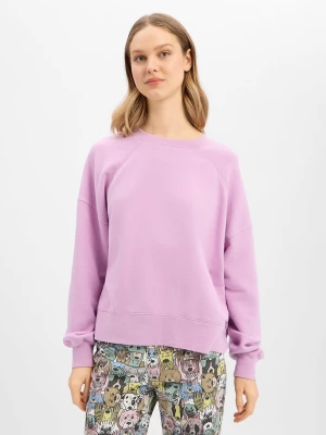 american vintage Bluza damska Kobiety Bawełna lila jednolity,