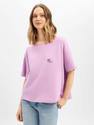 american vintage Bluza damska Kobiety Bawełna lila jednolity,