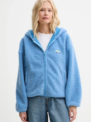American Vintage bluza damska kolor niebieski z kapturem gładka HOK16E