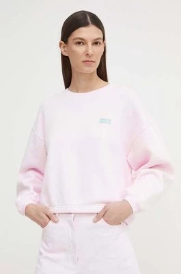 American Vintage bluza SWEAT ML COL ROND damska kolor różowy gładka IZU03AE24