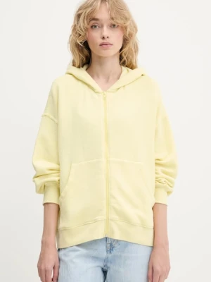 American Vintage bluza damska kolor żółty z kapturem gładka YTI03AE25