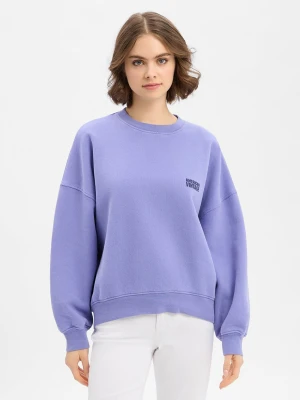 american vintage Bluza damska - Plizzy Kobiety Bawełna (100%) lila jednolity,