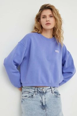 American Vintage bluza SWEAT ML COL ROND damska kolor fioletowy gładka IZU03AE24