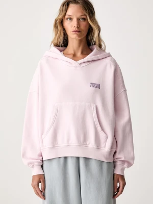 American Vintage bluza z kapturem damska bawełniana różowy