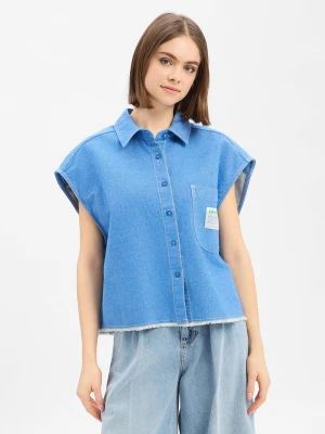 american vintage Damska bluzka koszulowa - Cascade Kobiety niebieski marmurkowy,