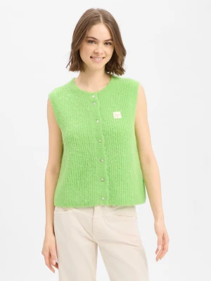 american vintage Damska kamizelka z dzianiny z zawartością alpaki - East Kobiety zielony,