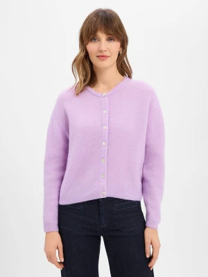 american vintage Damski kardigan z wełną i alpaką - Vitow Kobiety drobna dzianina lila jednolity,