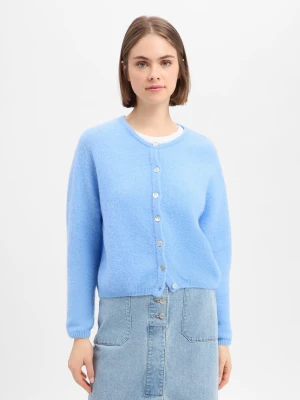 american vintage Damski kardigan z wełną i alpaką - Vitow Kobiety drobna dzianina niebieski,