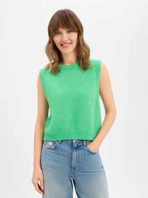 american vintage Damski sweter z dzianiny z alpaką i wełną - Vitow Kobiety Wełna zielony jednolity,